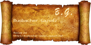 Busbacher Gazsó névjegykártya